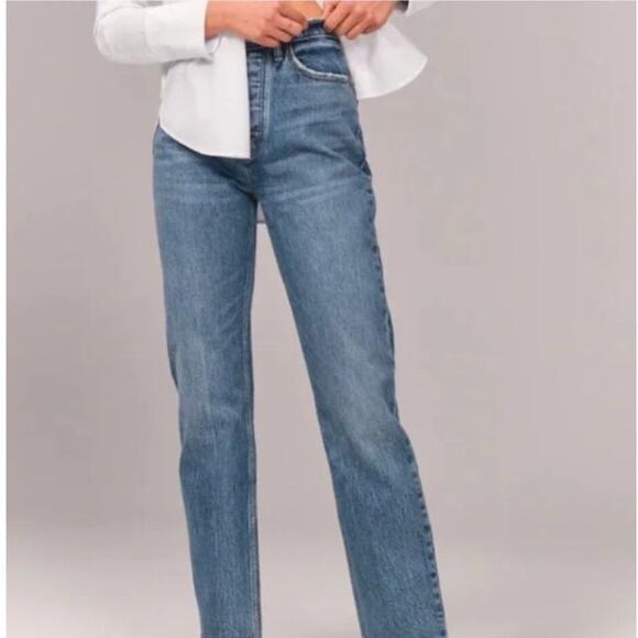 Abercrombie & Fitch Blue Straight Leg Jeans - Picture 1 of 8